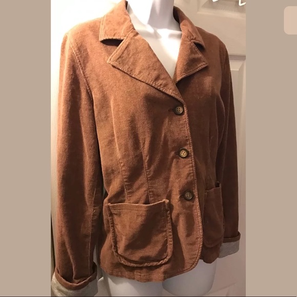 SUNDANCE Dusty Mauve Corduroy Jacket Coat Blazer Contrasting Arm Cuffs Light - Picture 3 of 8